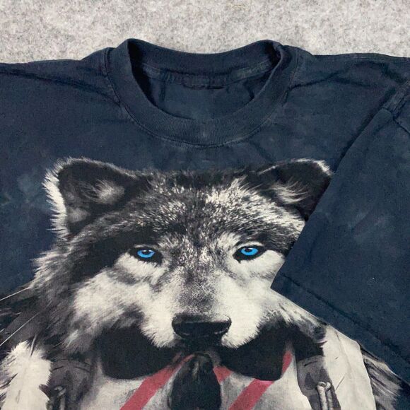 Skulbone Shirt Mens XXL Black Skull Wolf Native American Gothic Grunge - Picture 6 of 11